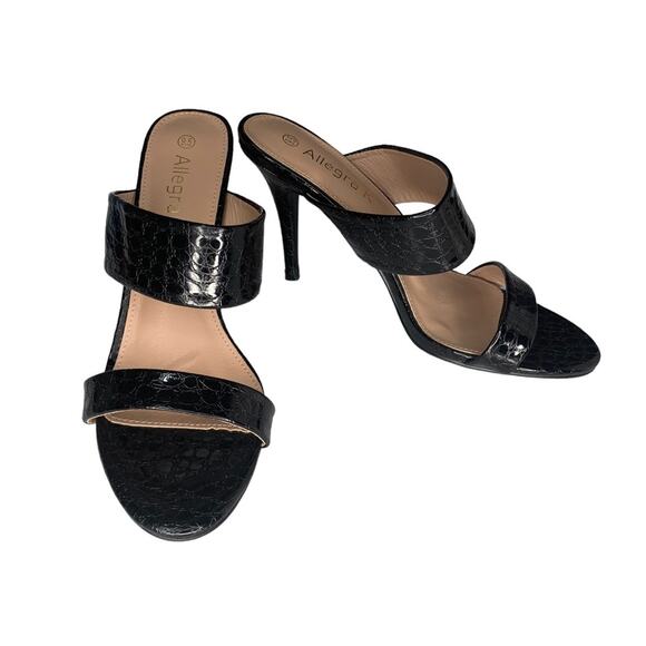 Allegra K NWT High Heels Black Faux Croc Patent Leather Size 9.5 - Picture 5 of 12